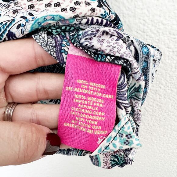 [Catherine Malandrino] Square Neck Ruffle Strap Paisley Print Tank Sz Medium M - Picture 9 of 10